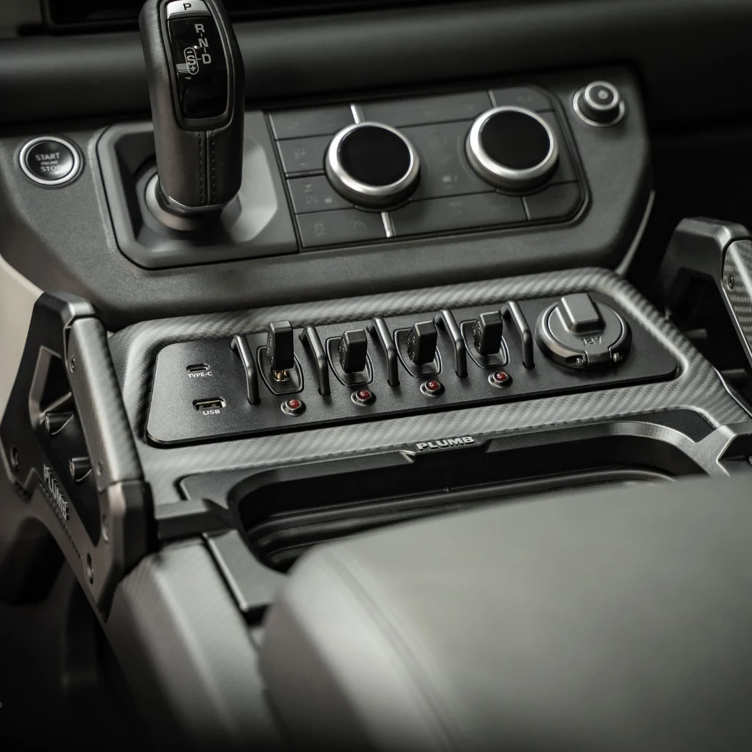PLUMB Defender central control system switches and USB ports
